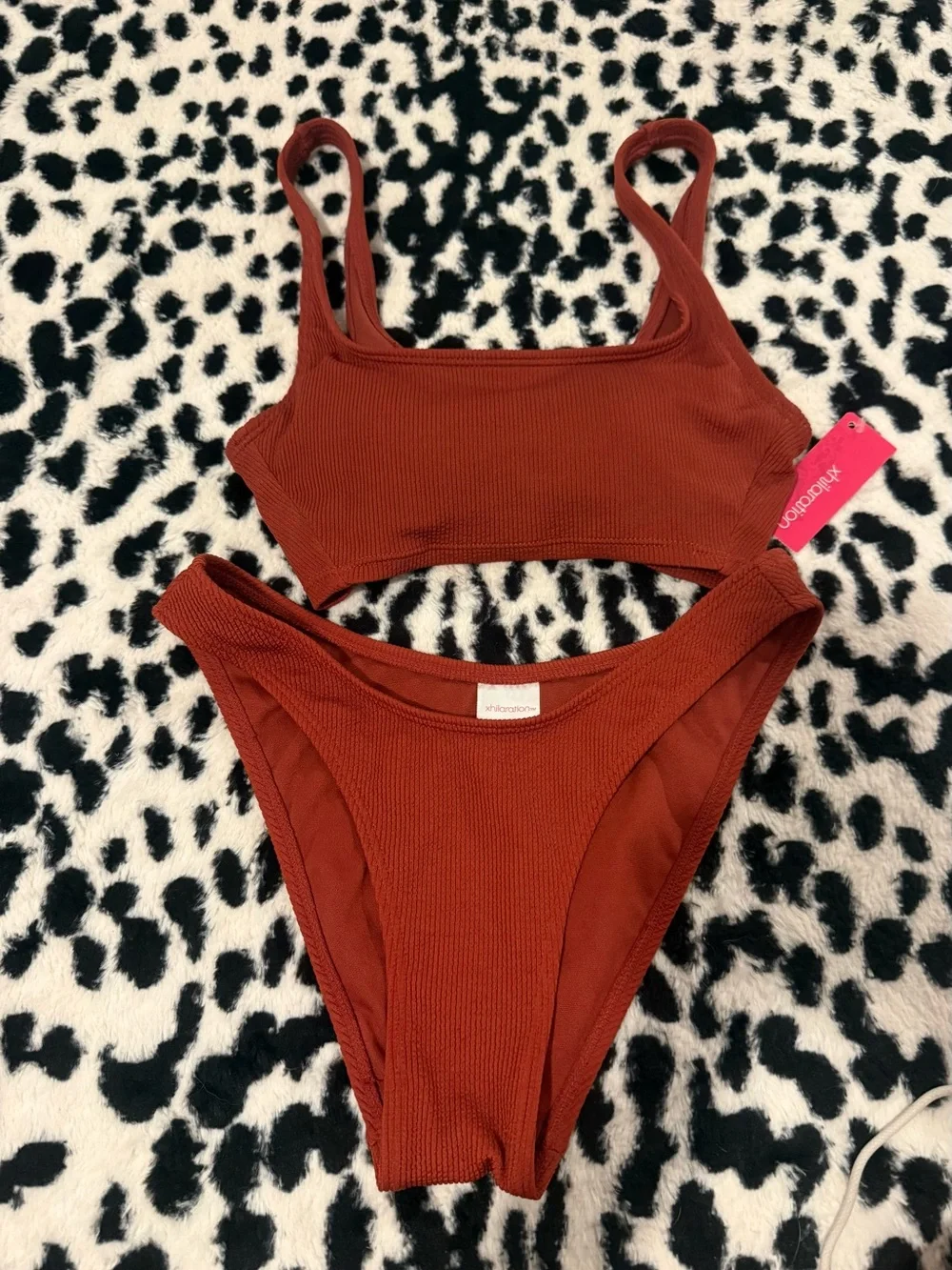 Target Rust Red Ribbed Tank Bikini Set - Picture 1 of 1